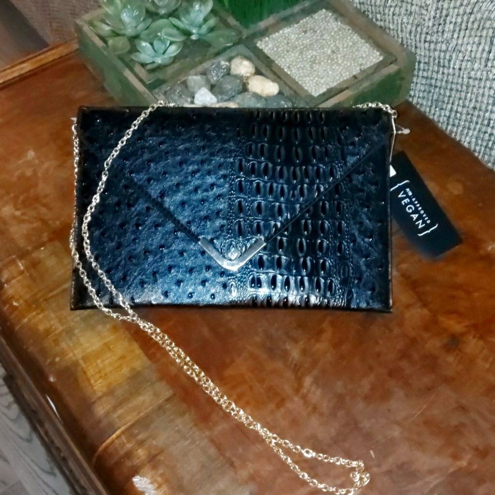 Black textured clutch